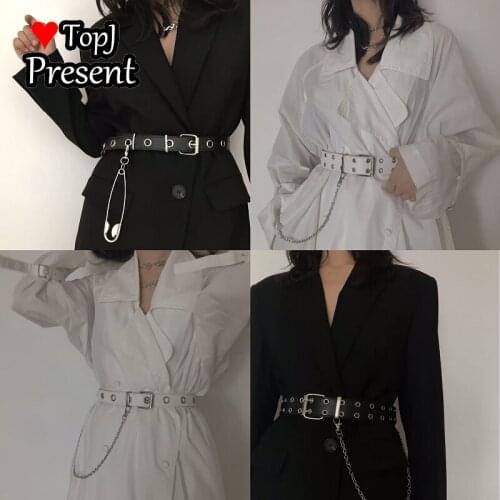 Punk style full hole decorative belt fashion versatile Korean fashion belt womens non perforated pants belt chain