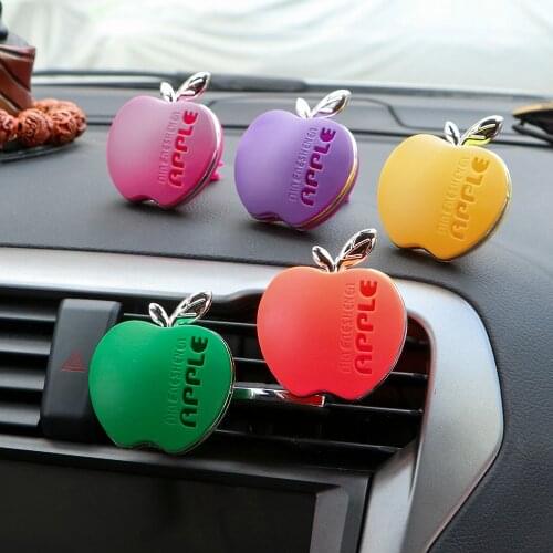 1pc Car Perfume Air Freshener Apple Shape Original Fragrance Orange Lemon Apple Strawberry Lavender Scent Automobile Accessories