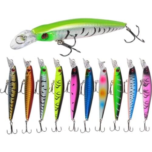 10cm9.4g Artificial Trolling Minnow Wobbler Sea Fishing Bait Lures Stripe Carp Crankbait Pesca Jerkbait With Hook For Lake River
