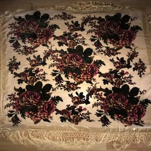 110cm Square Velvet silk feeling Nylon rayon peony floral Burn Out Duster Opera Shawl Scarf Wrap women girl BIG 6pcs/lot #4046