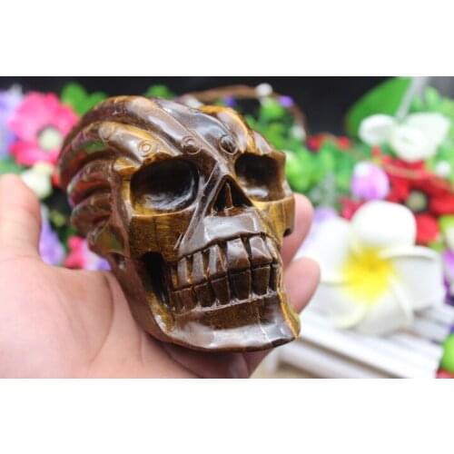 1248 grams of natural quartz crystal tiger crystal skull to heal