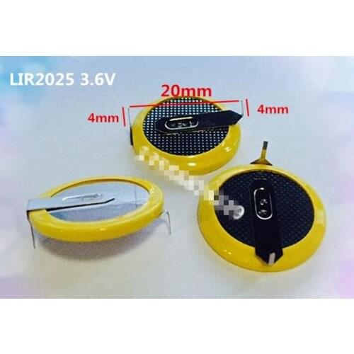 20PCS LIR2025 Battery 3.6V Rechargeable Button Cell LIR2025 Soldered Battery Type H