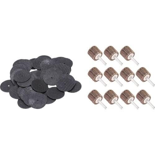 50Pcs For Dremel Cutting Discs Resin Fiber Cut Off Wheel Discs & 20 Pack Mounted Flap Wheel 80 Grit Sanding Flap Wheels