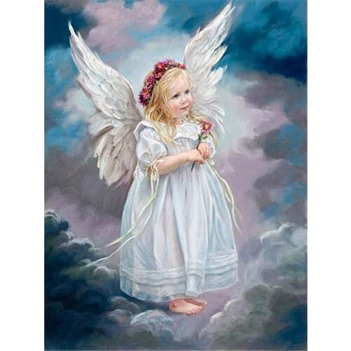 Angel Girl DIY Cross Stitch Embroidery 11CT Kits Needlework Craft Set Printed Canvas Cotton Thread Home Decoration Wholesale