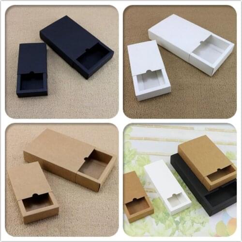 White/Black/Kraft paper Drawer shape Handmade Soap Packaging Paper Boxes different sizes Gift packaging box