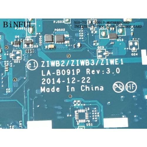 FAST SHIPPING.,NEW ITEM ,ZIWB2/ZIWB3/ZIWE1 LA-B091P FOR LENOVO B50-70 LAPTOP MOTHERBOARD ONBOARD PROCESSOR I5+VIDEO CARD
