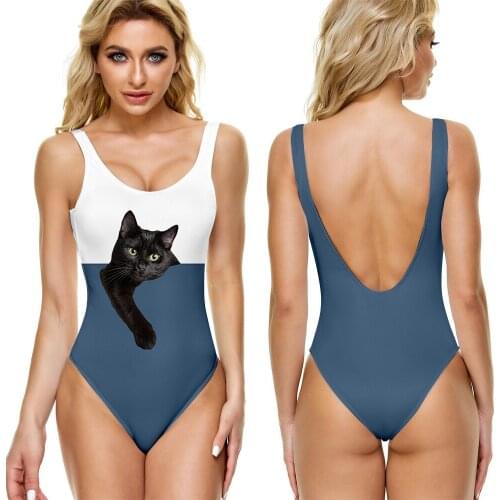 One-piece Ladies Cute Cat Sling Swimsuit Female Body Shaping Sexy Backless Large Size Swimsuit Female Beach Bikini Swim