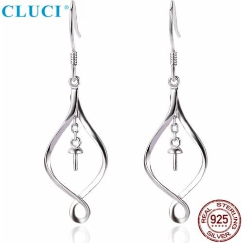 CLUCI 3 pairs 925 Sterling Silver Girls Earring Hook Pearl Earring Fittings Wedding Earrings for Women SE163SB