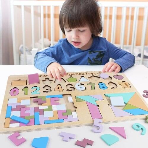 Wooden Tangram Jigsaw Board Puzzle Toys Preschool Intelligence Training Educational Toys Montessori Children Gift Kids Toys
