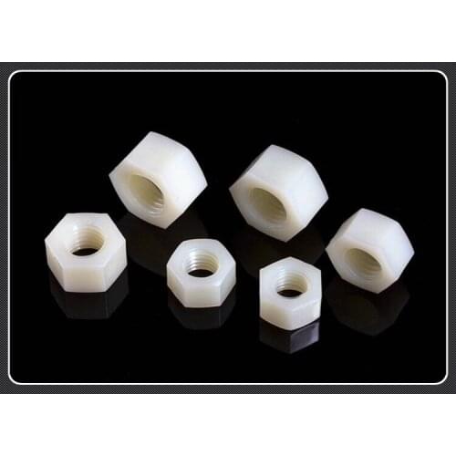 DIN934 M2 M2.5 M3 M4 M5 M6 M8 M10 M12 Nylon Hex Nut Plastic Hexagon Nut Screw Nut Brand New