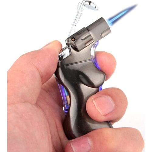 Personality Creative Blue Flame Small Spray Gun Butane Welding Torch Windproof Lighter Point Cigar Metal Gas Lighter