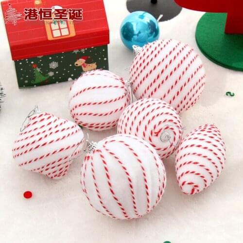 Tree decorations 8cm white red rope plush Christmas ball Korean version 10cm Christmas ball 20g