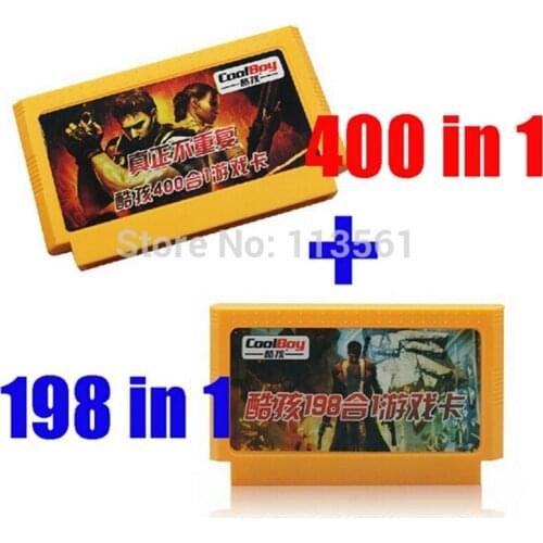 Hot Sale 2 piece Game Collection ( 400 in 1 Game Cartridge + 198 in 1 ) 60 Pins Game Card For 8 Bit Game Player