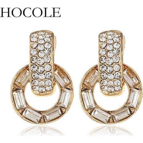 HOCOLE 2018 New Gorgeous Elegant Small Crystal Stud Earrings Fashion Women Rhinestone Earrings Party Jewelry Gift for Her
