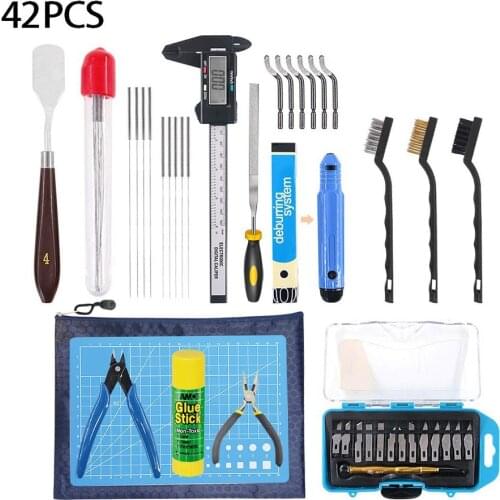 42 Pcs 3D Print Tool Kit Includes Debur Tool, Cleaning and Removal Tool with Storage Bag DIY Printer Disassembly Tool