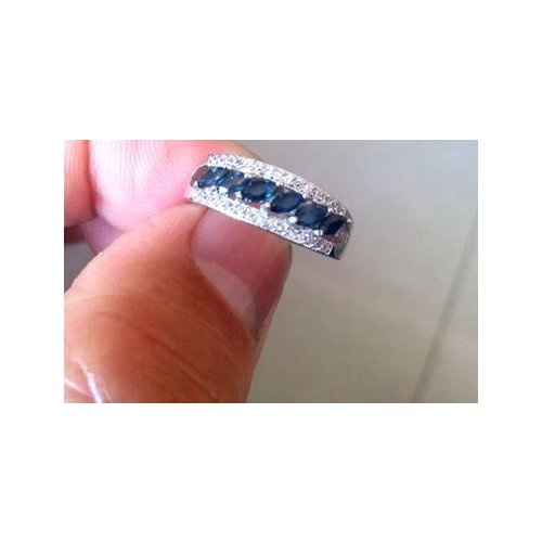 Natural blue sapphire gem Ring Natural gemstone Ring S925 sterling silver trendy Luxury arrangement women wedding gift Jewelry