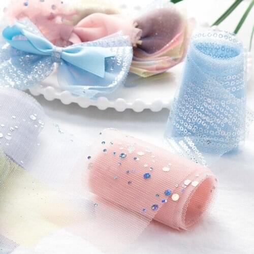 Kewgarden 6cm 10cm Glitter Dot Lace Gauze Ribbons Handmade Tape DIY Bowknot Accessories Satin Riband Webbing 10 Meter