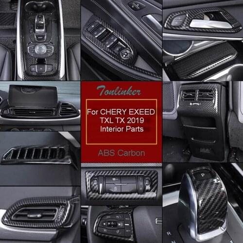 Tonlinker Moulding Interior Parts Cover Stickers For CHERY EXEED TXL TX 2019-2021 Car Styling 1/4 PCS ABS Carbon Cover Stickers