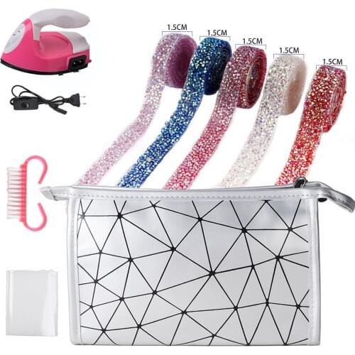 Mix Color Crystal Rhinestone Ribbon Sparkling hotfix Rhinestone tape for Wedding Dress Art Craft Event Decorations DIY 1.5*80cm