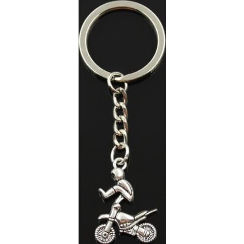 Fashion 30mm Key Ring Metal Key Chain Keychain Jewelry Antique Silver Color Plated Motorcycle Motorcross 29x23mm Pendant