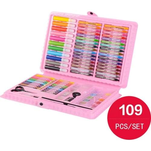10 Set/109pcs art sets, Childrens art, painting, painting and pen suit for pupils in water color pen,Rulers, Scissors, Eraser