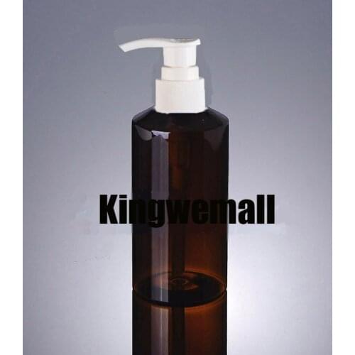 Wholesale 300pcs/lot Capacity 150ml Empty PET Lotion Brown Bottle with White Pump For Cosmetic Packaging XCI09