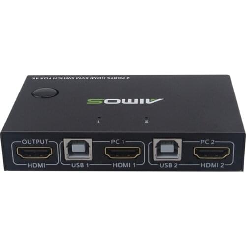 AIMOS HDMI KVM Switch Box Share 2 Computers with One Keyboard Mouse and One HD Monitor Support HUD 4K USB Splitter