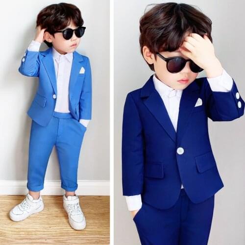 Flower Boys Formal Jacket+Pants 2Pcs Clothing Set Gentleman Kids Performance Evening Tuxedo Dress Children Enfant Wedding Suit