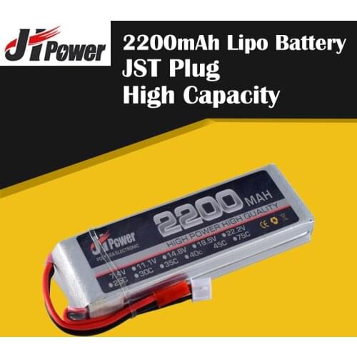 Hot JHPower Rechargeable Battery 7.4V 2200mAh Lipo Battery with JST Plug 2S 45C for RC Model Car Helicopter