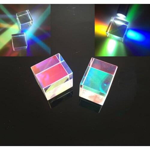 Prisms Optical Glass Cube Defective Cross Dichroic Prism Mirror Combiner Splitter Decor Transparent Module Toy Teaching Tools