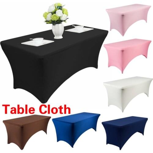 4/6FT Table Cloth Rectangular Red White High Stretch Spandex Cover Coffee Table Living Room Wedding Birthday Hotel Event Decor