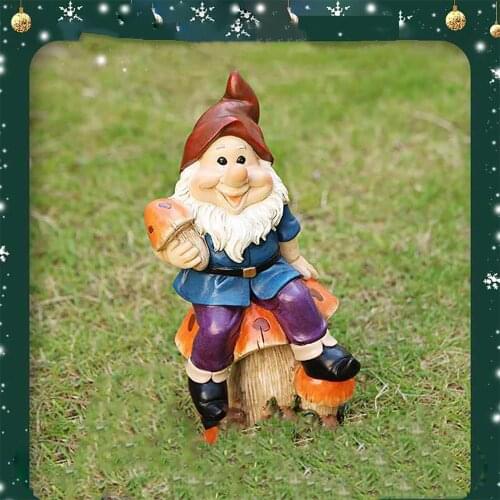 Hand-painted Resin Gnome Dwarfs Statue Garden Ornaments Bonsai Landscape Decoration For Home Outdoor Gardens Lawn