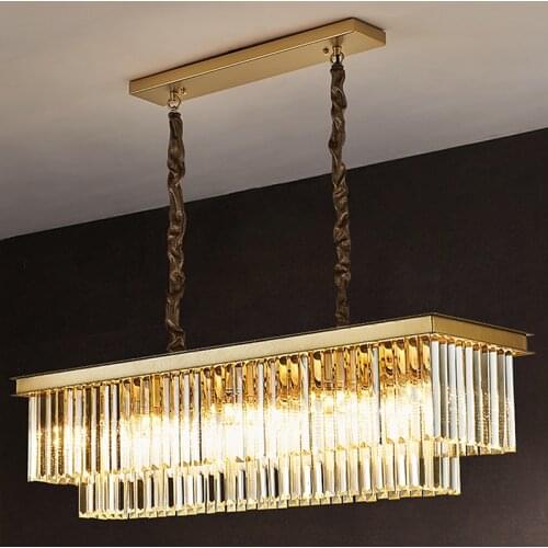 Luxury Modern Simple Chandelier Light Rectangular Crystal Ceiling Lamp Living Room Hotel Lobby Lighting