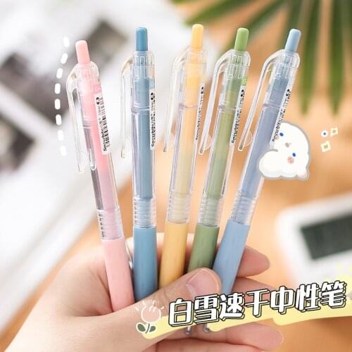 1pcs 0.5mm Press Retractable Black Ink Rollerball Pens, Fine Point Ballpoint Writing Pen For Office