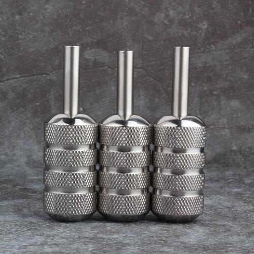 YILONG New 1pc Stainless Steel Handle 25mm Silver Professional Tattoo Grips Supplies