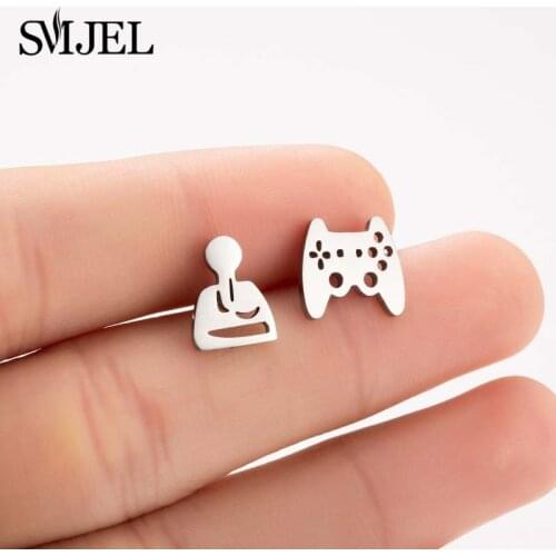 SMJEL Stainless Steel Gamepad Stud Earrings Game Controller Earings Women Joystick Game Boy Jewelry Earings oorbellen