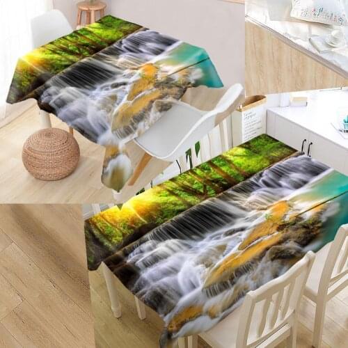 Custom Waterfall Tablecloth Art Simplicity Pattern Oxford Fabric Dustproof Dinner Table Cloth Party Decoration Table Cover