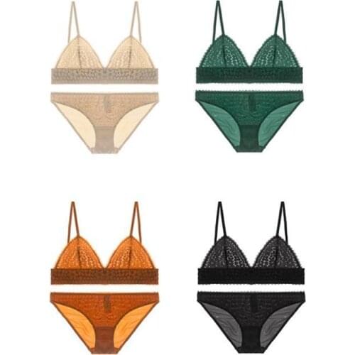 Sexy bra briefs set gather embroidery lace mesh Underwear Women Ultra-thin lingerie Sexy Bikini Erotic Underwear Set Sexy exotic