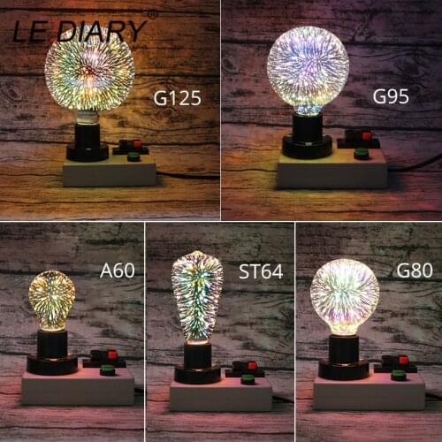 LEDIARY LED E27 Light Bulbs 3D Firework Decoration Pendant Lamp Light Source ST64 110V 220V Home Party Holiday Novelty Light