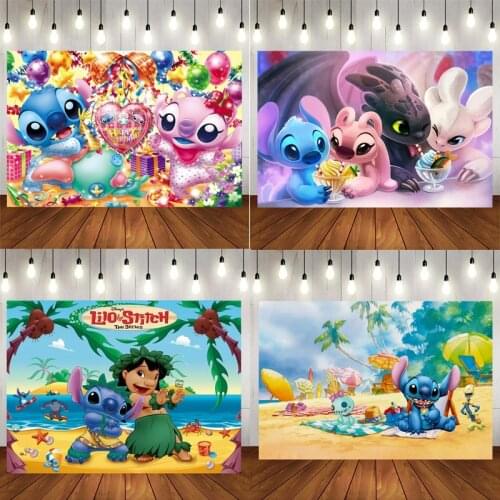 Customizable Stitch Birthday Party Photography Backgrounds Vinyl Cloth Photo Shootings Backdrop for Baby Shower Wedding Backdrop