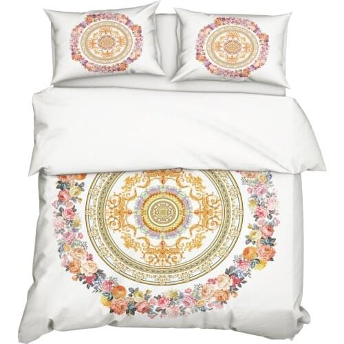 YuXiu 3D Printing Garland Duvet Covers 3Pcs Sets White Bedding Set Bed Linen Cover and Pillowcase(s) King Queen Full Twin size