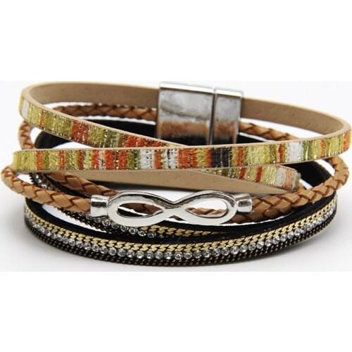 ZG New Fashion Bracelet Jewelry Women Leather Multilayer Charm Infinity Bracelet Factory Price For Woman Jewelry Wholesale