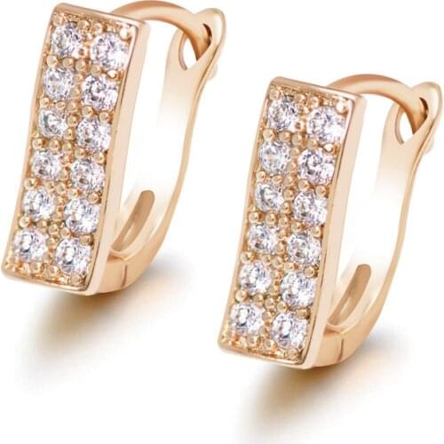 MxGxFam Gold Color 18 k Hoop Earrings For Women AAA+ Zircon Fashion Design