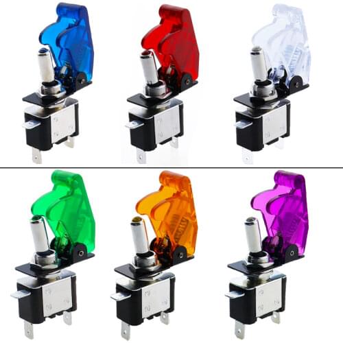 1set Auto Car Boat Truck ASW-07D Led Toggle Switch With Safety Aircraft Flip Up Cover Red Blue Green Yellow White 12V20A