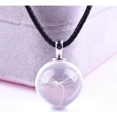 1pcs/lot 18mm Ball Real Dandelion Necklace.Make Real dandelion seed in glass, Long Chain Fashion necklace charm