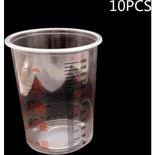 10Pcs Plastic Paint Mixing Cups 600ml Mixing Pot Paint Mixing Calibrated Cup Set l29k