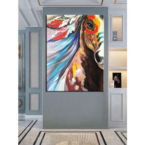 100% Hand Painted Abstract Horse Oil Paintings On Canvas Wall Art Large Size Animals Wall Pictures For Living Room Decor