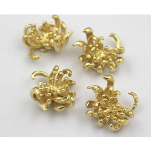 20pcs Brass Casted chrysanthemums Flower Charms Connectors Pendant & Earrings Supplies DIY Bridal Women Wedding Jewelry Supplies