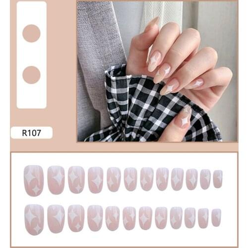 High Quality Fake Nail Sticker Fairy Strawberry Wear Nail Art Sticker Finished Nail Art Sticker 24 Pcs Birthday Gift