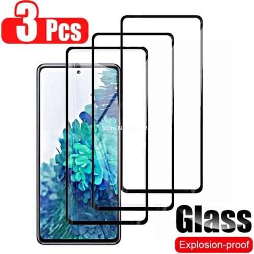 3Pcs Full Screen Protector for Samsung Galaxy S20 FE A31 A41 A30s M51 M31s Tempered Glass on Samsung S20 FE 5G Protective Glass